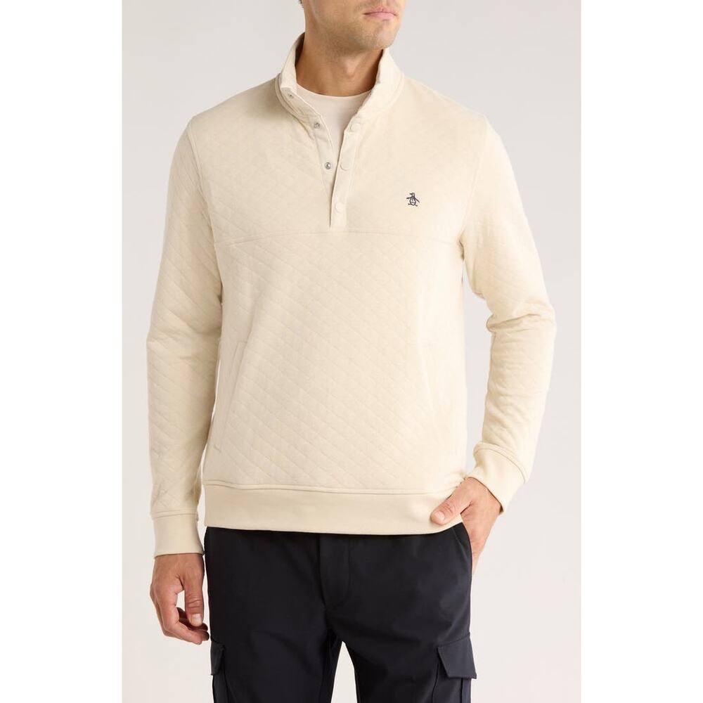 Original Penguin Quilted Pullover Sweatshirt Cream L/G